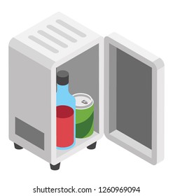Room refrigerator isometric icon design, mini bar