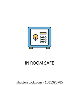 in room safe concept 2 colored line icon. Simple yellow and blue element illustration. in room safe concept outline symbol design