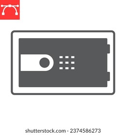 In room safe glyph icon, safe box and hotel services, strongbox vector icon, vector graphics, editable stroke solid sign, eps 10.