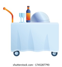 Room service breakfast cart icon. Cartoon of room service breakfast cart vector icon for web design isolated on white background