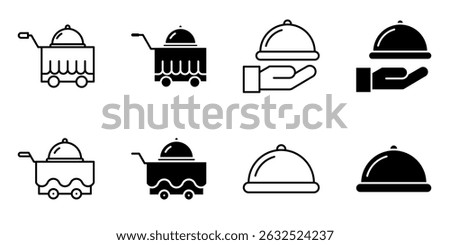 Room Service, dish, serving icon set
