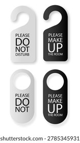 Room service hanger with privacy message for guest accommodation. Vector graphic symbol for hotels, resorts, and lodging businesses ensuring undisturbed relaxation.