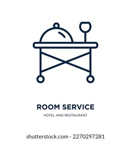 room service icon from hotel and restaurant collection. Thin linear room service, hotel, vacation outline icon isolated on white background. Line vector room service sign, symbol for web and mobile