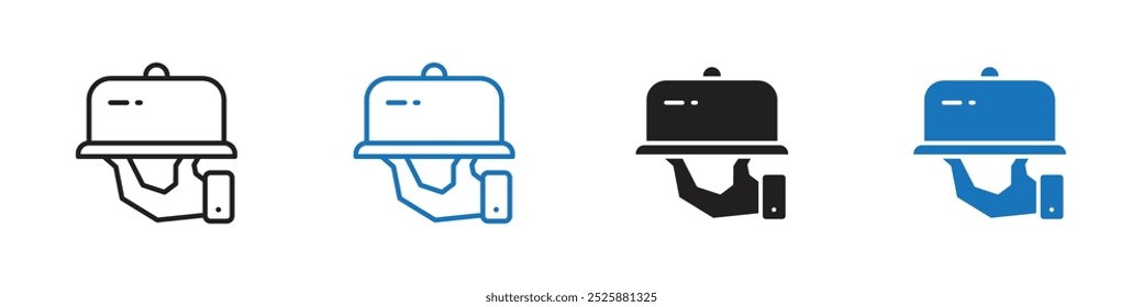 Room service Symbol lineare Grafik set Vektor in schwarz