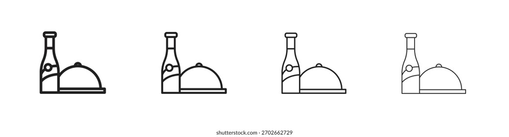 Icono de servicio de habitaciones. Diseño de estilo delgado, ligero, regular y audaz aislado sobre fondo blanco