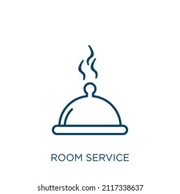 room service icon. Thin linear room service outline icon isolated on white background. Line vector room service sign, symbol for web and mobile