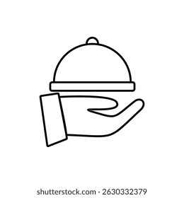 room service icon, vector line isolated on white background. trendy and modern design