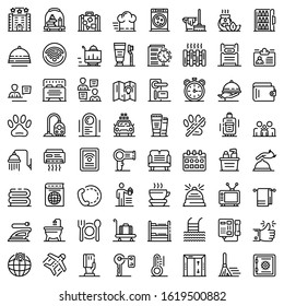 Room service icons set. Outline set of room service vector icons for web design isolated on white background