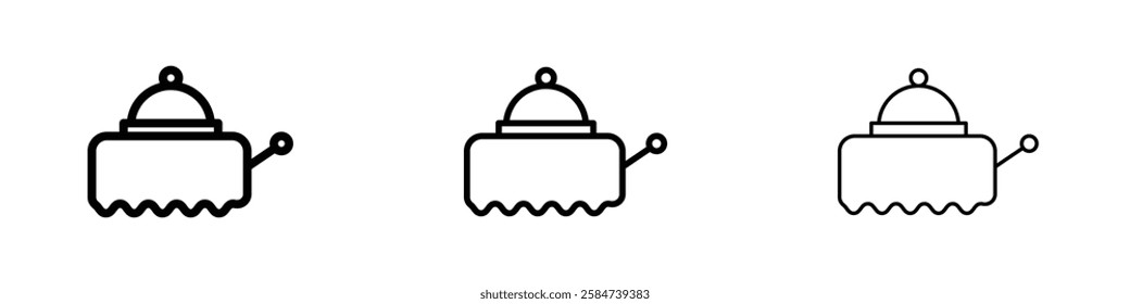 Room service icons in three different stroke lines