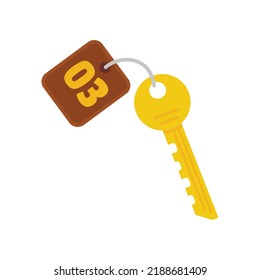 Icono de la tecla de servicio de habitaciones. Ilustración plana del icono de vector clave del servicio de habitaciones aislado en fondo blanco
