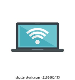 Room Service Laptop Wifi Icon. Flat Illustration Of Room Service Laptop Wifi Vector Icon Isolated On White Background