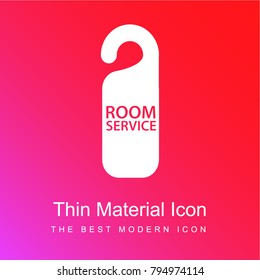 Room service signal for hotel doors red and pink gradient material white icon minimal design