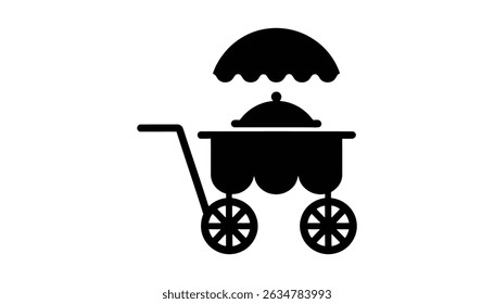 Serviço de Quarto Trolley Vetor. Ícone Do Carrinho De Comida, Ilustração Da Restauração Do Hotel.	