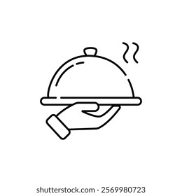 room service vector icon on a white background.