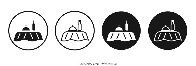 Room service vector icon set black filled and outlined style.