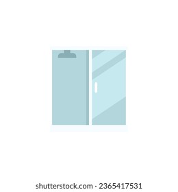 Icono de cabina de ducha de habitación vector plano. Vidrio paro. Puerta de baño aislada
