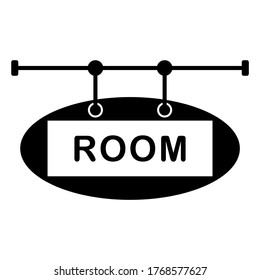 Room sign board icon in modern flat style design. Vector illustration isolated on white background.