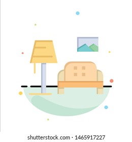 Room, Sofa, Gallery Abstract Flat Color Icon Template. Vector Icon Template background
