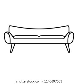 Room sofa icon. Outline illustration of room sofa vector icon for web design isolated on white background
