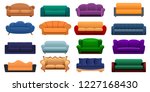 Room sofa icon set. Cartoon set of room sofa vector icons for web design
