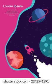room space universe planet galaxy cartoon poster banner design image
