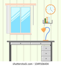 Room with a table without a chair. Workplace. Vector illustration