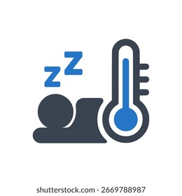 Room Temperature For Sleep Icon Isolated On White Background 
