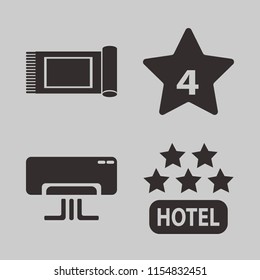 room vector icons set. with hotel five stars, carpet, air conditioner and hotel four stars in set