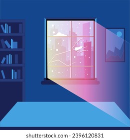 room vector snow light town city