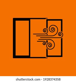 Room Ventilation Icon. Black on Orange Background. Vector Illustration.