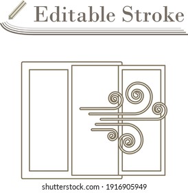 Room Ventilation Icon. Editable Stroke Simple Design. Vector Illustration.