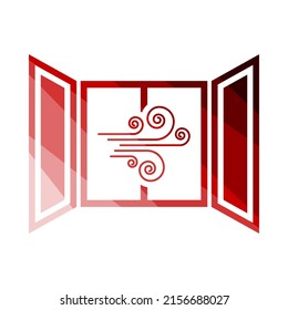 Icono de ventilación de la habitación. Diseño de la escalera de color plana. Ilustración vectorial.