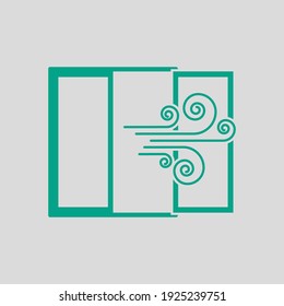 Room Ventilation Icon. Green on Gray Background. Vector Illustration.