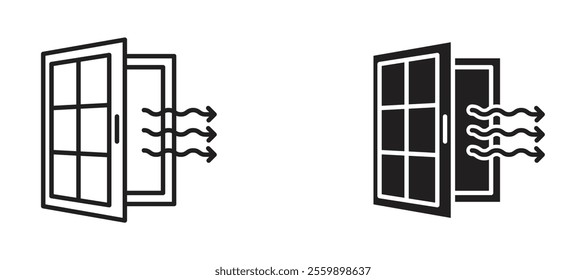 Room ventilation Icon set in black color for ui designs