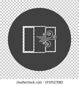 Room Ventilation Icon. Subtract Stencil Design on Tranparency Grid. Vector Illustration.