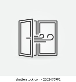 Room Ventilation line icon - Opened Window outline vector concept symbol svg