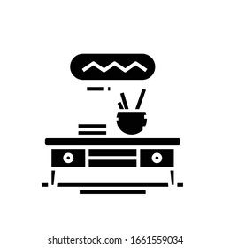 Room view black icon, concept illustration, vector flat symbol, glyph sign.