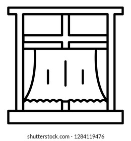 Room window curtain icon. Outline room window curtain vector icon for web design isolated on white background
