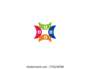 room window vector logo design icon