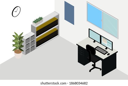 Room with windows open for ventilation, isometric