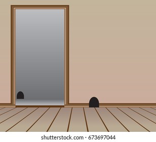 Room With A Wooden Floor And A Mouse Hole In The Wall