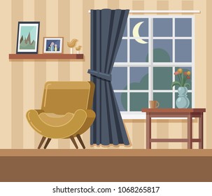 Room with yellow armchair, vector image