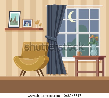 Room with yellow armchair, vector image