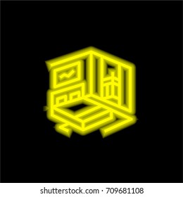 Room yellow glowing neon ui ux icon. Glowing sign logo vector