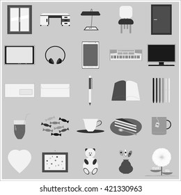 Room-flat icons set
