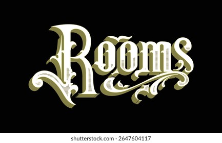 ROOMS lettering custom style design