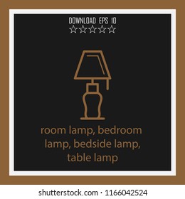 rooom lamp, bedroom lamp, bedside lamp, table lamp vector icon
