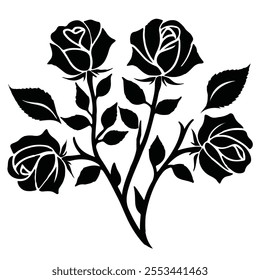 Roos flower silhouette vector white background