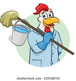 Rooser cleaner with mop and bucket vector illustration