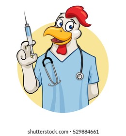 Rooser doctor anesthetist with syringe and stethoscope vector illustration